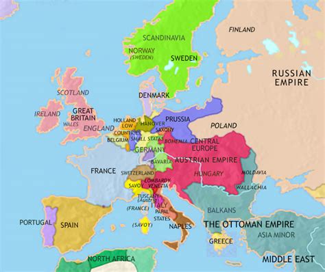 Map Of Europe In The Early 1800s - Floria Anastassia