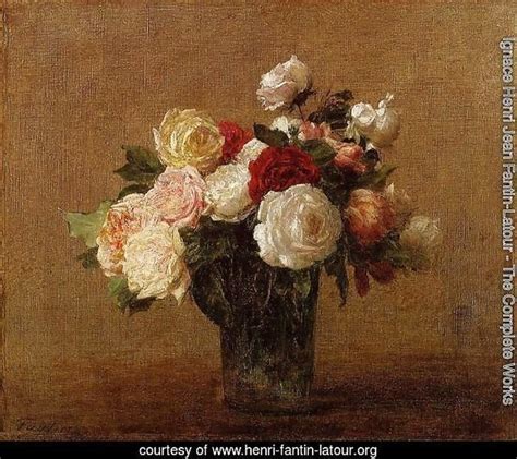 Roses in a Glass Vase by Ignace Henri Jean Fantin-Latour | Oil Painting ...
