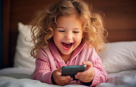 Premium Photo | New Generation Alpha Kid Using Smartphone in Bed Gen Alpha Digital Native Child ...