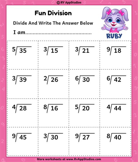 Division Learning Worksheet. Free Printable Worksheets