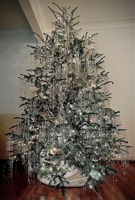 Sparkling Silver Tinsel Christmas Tree