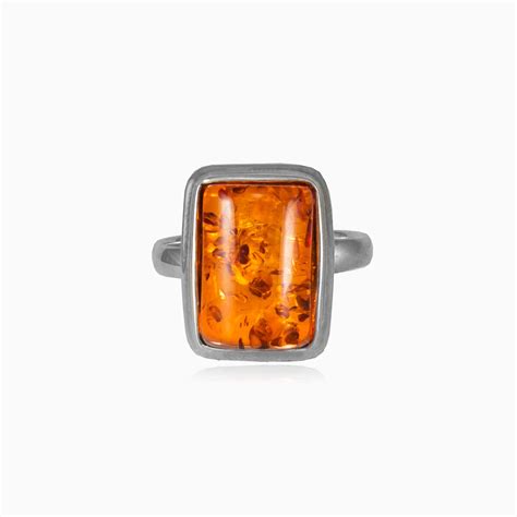 Rectangle amber ring - Monte Cristo