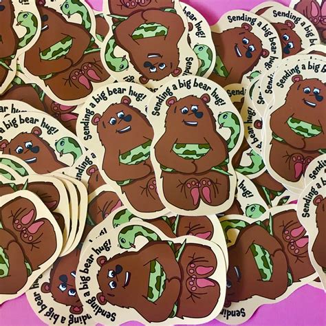 Bear Hug Sticker. Limited Edition Sticker. Cartoon Bear. Cute | Etsy