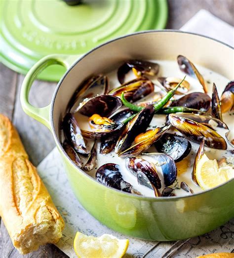 Mussels in a Creamy Sauce - Le Creuset Recipes | recipes | Pinterest | Mussel recipes, Cream and ...