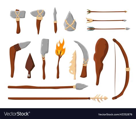 Tools and weapons of stone age Royalty Free Vector Image