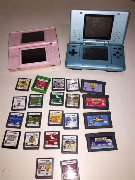 Nintendo DS & DS Lite System Console Lot of 22 Games & 3 Cases ...