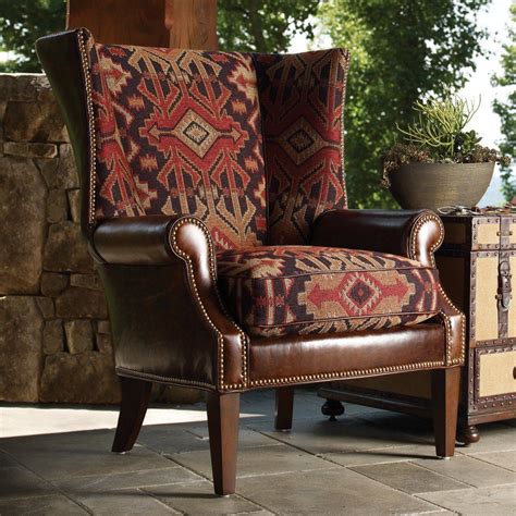 Lexington Home Brands Fieldale Lodge Marissa Leather and Fabric Wing Chair | Western furniture ...