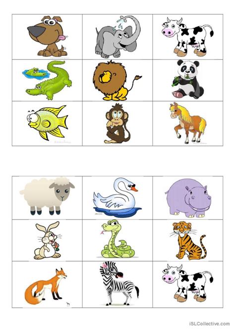 Animals bingo cards: English ESL worksheets pdf & doc