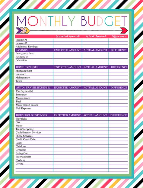 Free Printable Monthly Budget Worksheet | Monthly budget printable, Monthly budget template ...