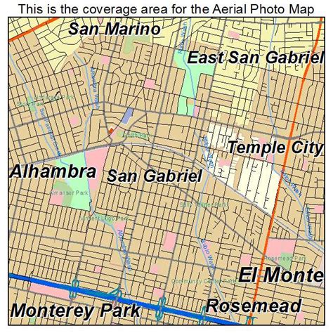 Aerial Photography Map of San Gabriel, CA California