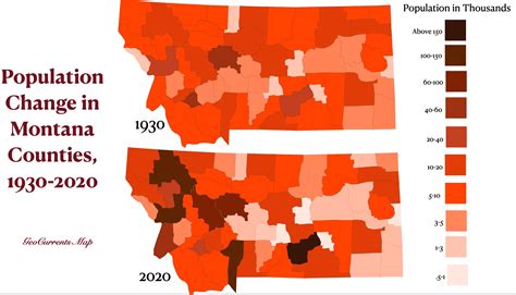 Montana population by country 1930 2020 map - GeoCurrents