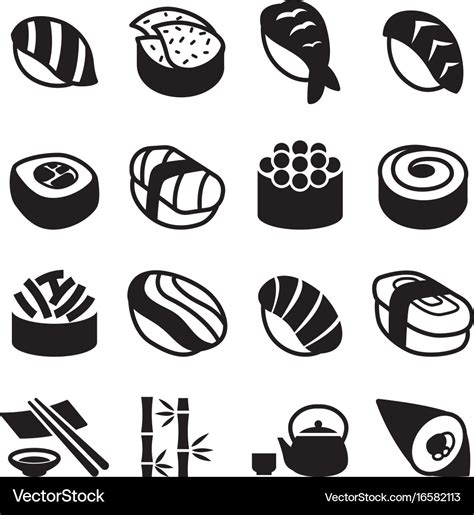 Sushi icons Royalty Free Vector Image - VectorStock