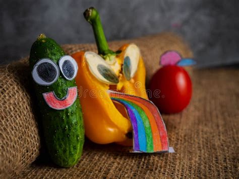 Funny Vegetables with Funny Faces. Vegetables Characters. Stock Photo - Image of background ...