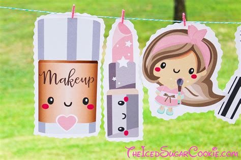 DIY Birthday Blog: Makeup Birthday Party DIY Banner Ideas-Powder, Lipstick, Powder, Mascara ...