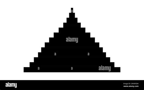 Pyramid consisting of horizontal rectangles. Black silhouette. Simplistic pixel pyramid ...