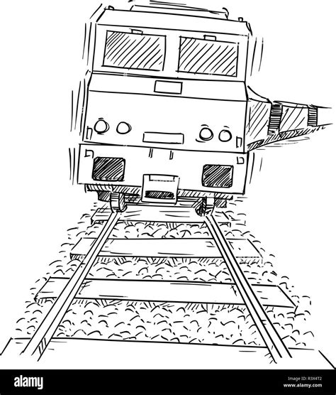 Drawing of Generic Train Engine Locomotive on the Tracks Stock Vector Image & Art - Alamy