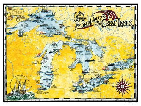 Great Lakes, Shipwreck Map by Avery Color Studios | Maps.com.com