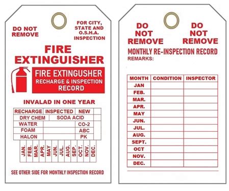 MONTHLY, FIRE EXTINGUISHER INSPECTION, Tags