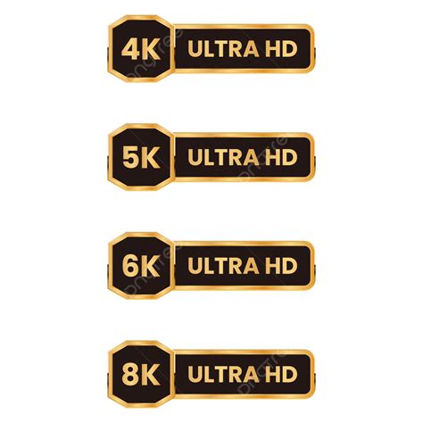 Transparent 4k Ultra Hd Button, Ultra Hd Button, Ultra Hd Banner Set, Golden 4k Ultra Hd PNG and ...