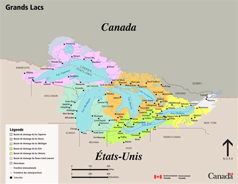 Carte du bassin de drainage des Grands Lacs - Canada.ca