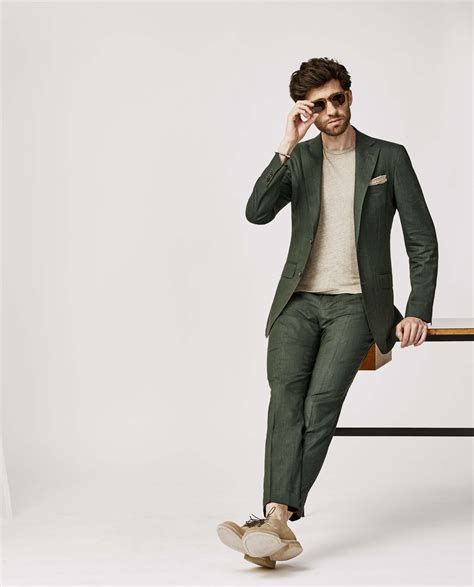 Sage green slubbed wool-linen-silk suit & shoe | Spring Summer 2021 in ...