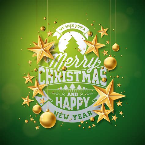 Merry Christmas Illustration with Gold Glass Ornaments 341112 Vector Art at Vecteezy