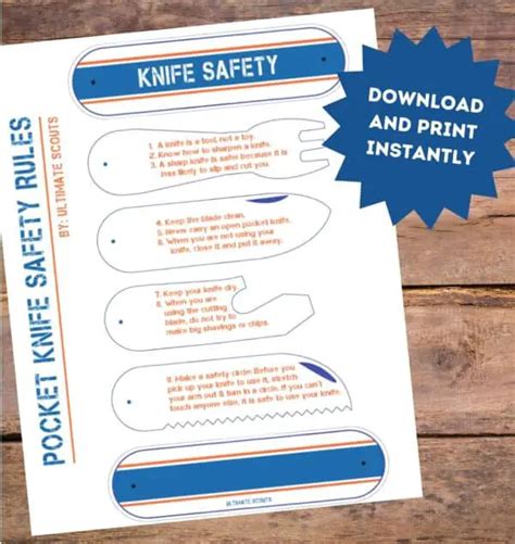 Knife Safety Pocket Knife Printable – Ultimate Scouts