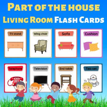 Parts of the house - The Living Room Flashcards. Printable Posters for kids