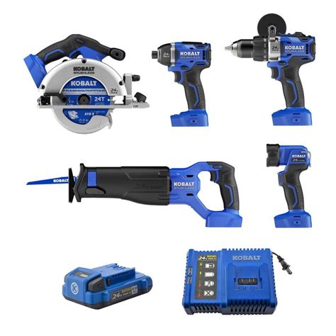 Kobalt 5-Tool 24-Volt Max Lithium Ion Cordless Combo Kit with Soft Case ...