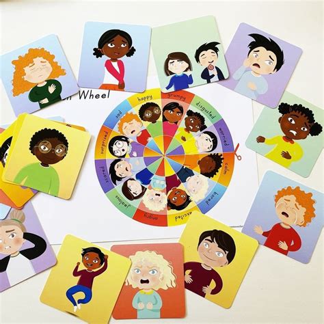 a group of children's faces on cards with the word wheel in front of them