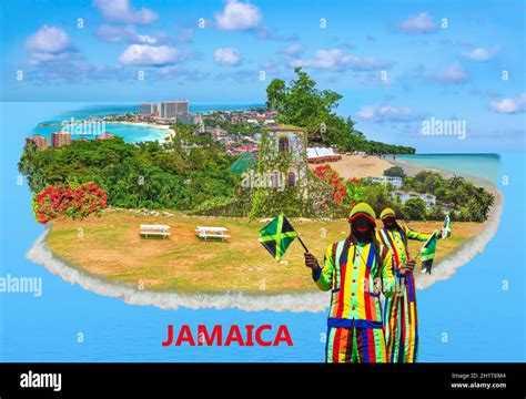 Collage about Jamaica - Caribbean island. The sea and sand at beaches at sunny day Stock Photo ...