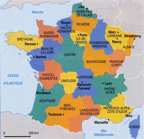 frankreich karte mit regionen Frankreich: regionen, sehenswürdigkeiten