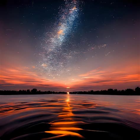 Premium AI Image | Night sky in water