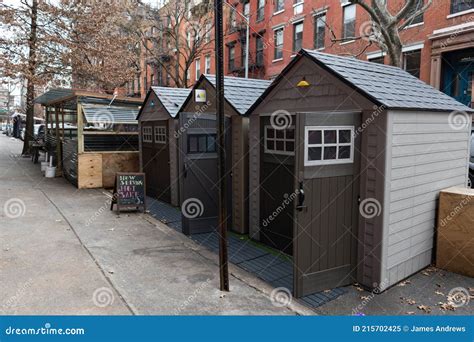 Outdoor Dining Sheds at a Restaurant Along a Street during the Covid 19 Pandemic in the East ...