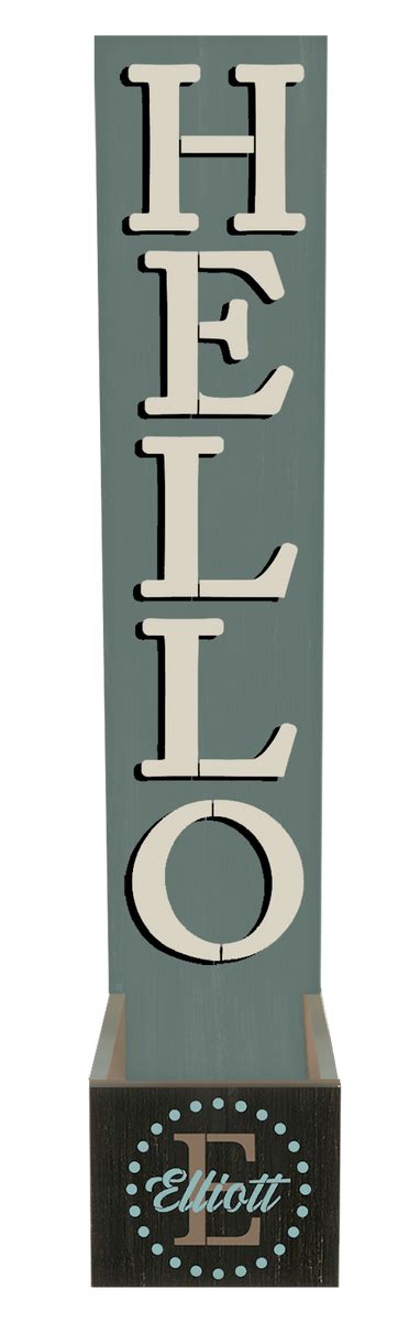 DIY2017 PERSONALIZED Hello Trad Serif Vertical with Monogram Tall Porc – BoardRoom46