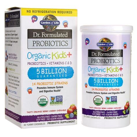 Garden of Life Dr. Formulated Probiotics Organic Kids+ - Berry Cherry 5 Billion CFU 30 Chwbls ...