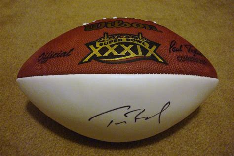 The Superbowl XXXIX Football autographed by Tom Brady for raffle - Tom ...