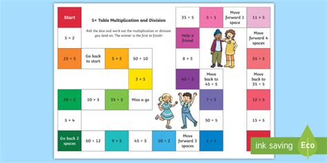 5 Times Table Multiplication And Division Board Game5 Times Table