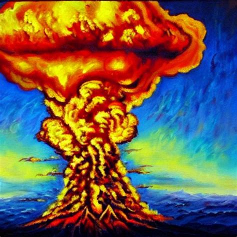 nuclear explosion, , Oil Painting - Arthub.ai