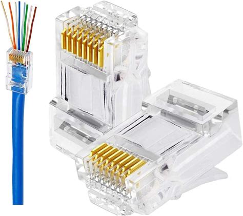 50x RJ45 Cat5 Cat6 Pass Through Connectors 8P8C: Amazon.co.uk: Electronics