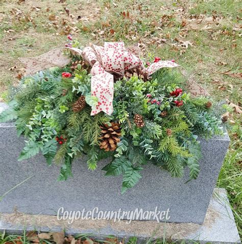 Winter Cemetery Headstone Saddle-Cemetery Flowers-Memorial Flowers-Grave Flowers-Headstone ...