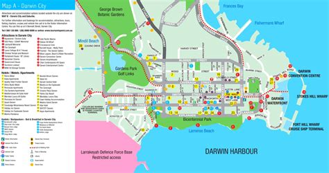 Darwin hotels and sightseeings map