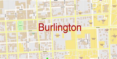 Burlington Vermont US PDF Map Vector Exact City Plan detailed Street Map Adobe PDF in layers