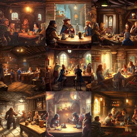 people talking inside a tavern, fantasy art, cozy, | Stable Diffusion