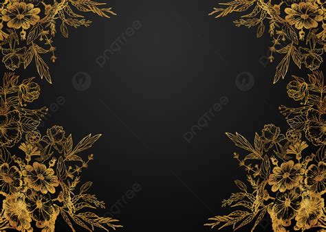 Exquisite Floral Black Gold Border Texture Background, Leaf, Black Gold Floral Background ...