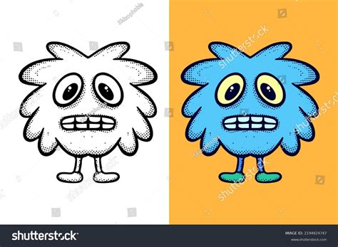 Monster Cute Hand Drawn Cartoon Vintage Stock Vector (Royalty Free ...