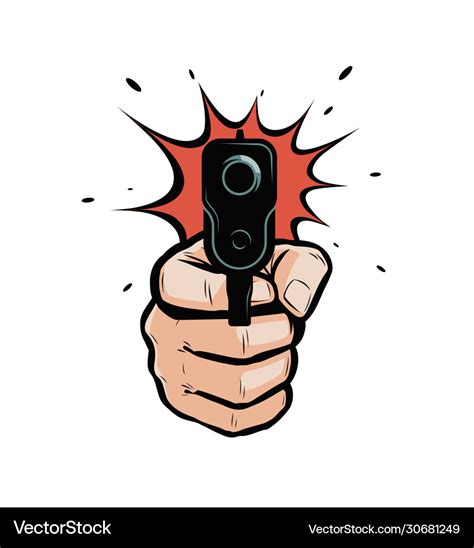 Gun in hand shooter cartoon Royalty Free Vector Image