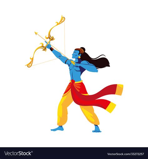 Lord ram cartoon with bow and arrow design Vector Image