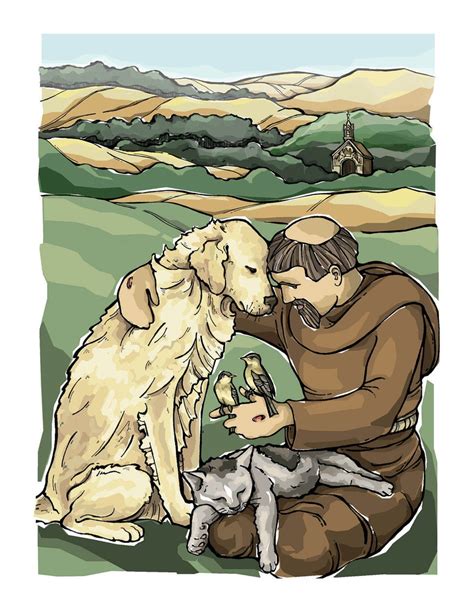 St. Francis of Assisi With Animals Art Print | Etsy