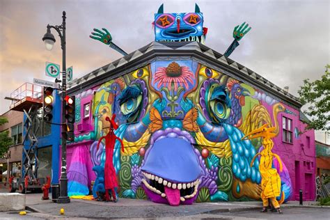 A Playfully Grotesque Monster Peeks Out of Danaé Brissonnet's Ravenous Mural in Montréal — Colossal